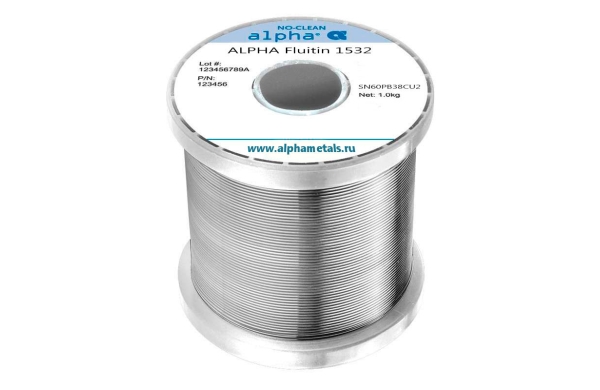 Припой трубчатый Alpha Sn60pb38cu2 Fluitin 1532/122 0.5mm 0.25kg