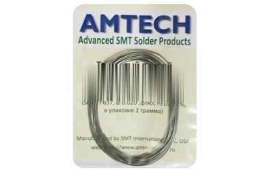 Трубчатый припой Amtech Nc-61, (sn63, 2,2%) 0,81мм, спир. 2 гр.