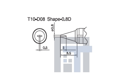 Сменный наконечник Hakko T10-D08 Shape-0,8D