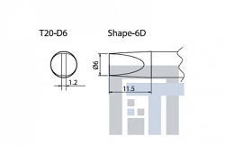 Сменный наконечник Hakko T20-d6 Shape-6d