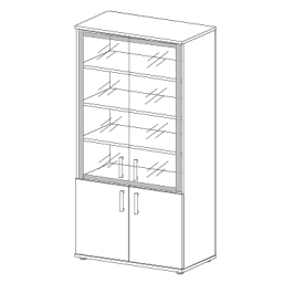 Шкаф со стеклом в алюминиевой раме Авангард Н-028 (800х442х2203)