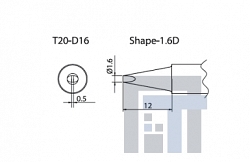 Сменный наконечник Hakko T20-d16 Shape-1.6d