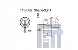 Сменный наконечник Hakko T10-d32 Shape-3,2d