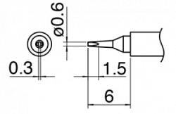 Наконечник для паяльника Hakko T30-d06 Shape-0.6d